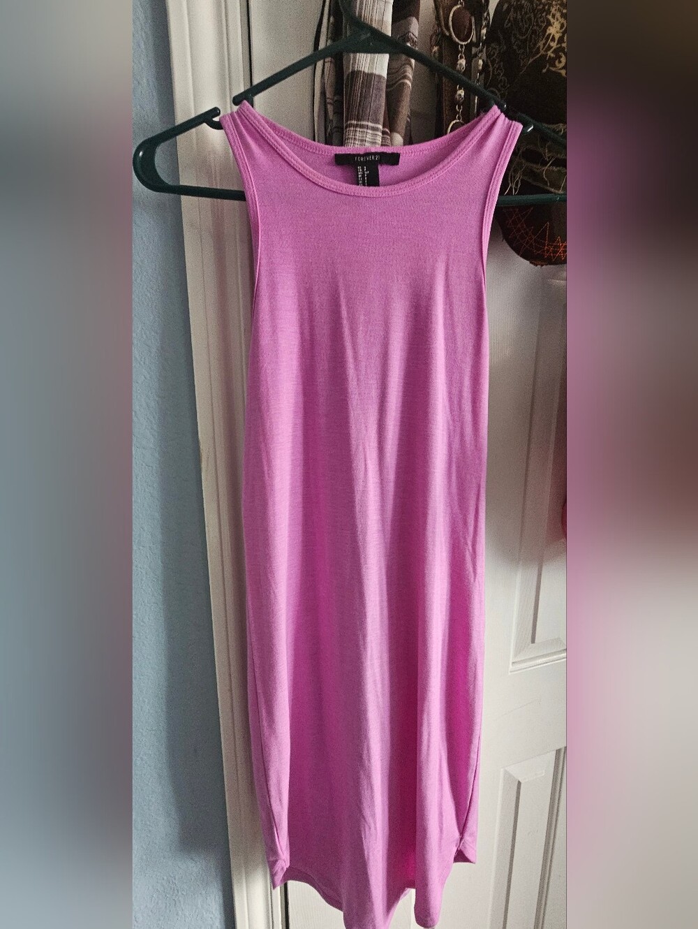 Women’s Pink Sleeveless Casual Dress- Tshirt Material
